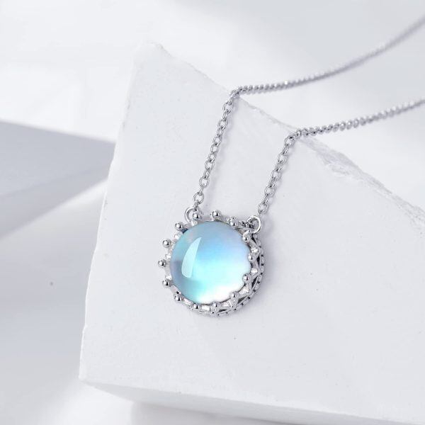 Sterling Silver Moonstone Pendant Necklace-1