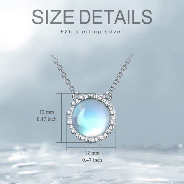 Sterling Silver Moonstone Pendant Necklace-4