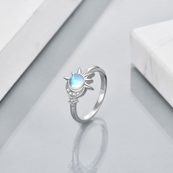 925 Sterling Silver Moon Star Ring-1