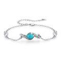 wholesale 925 Sterling Silver Turquoise Feather Charm Bracelet for Women-0-0
