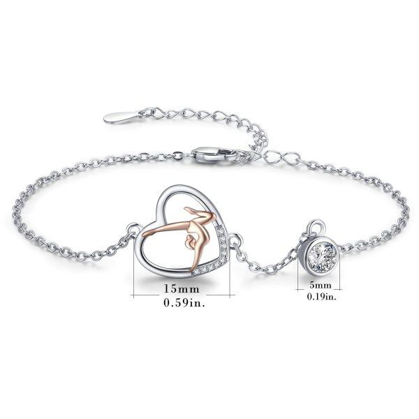 Sterling Silver Heart Ballerina Bracelet-5