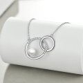 wholesale 925 Sterling Silver Circle Design with Freshwater Pearl Pendant Necklace for Women-0-3
