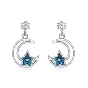 Sterling Silver Moon Star Earrings-0