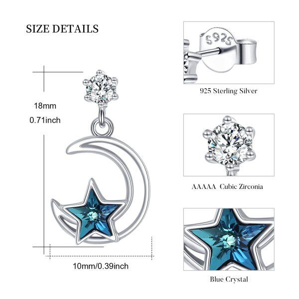 Sterling Silver Moon Star Earrings-1