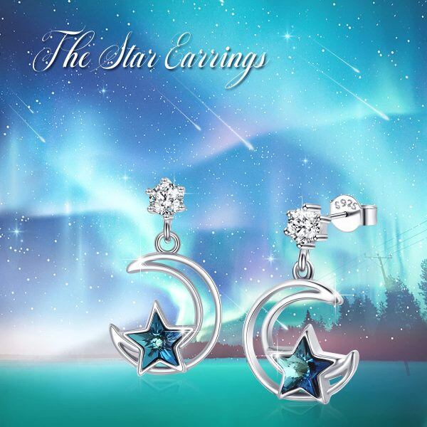 Sterling Silver Moon Star Earrings-5