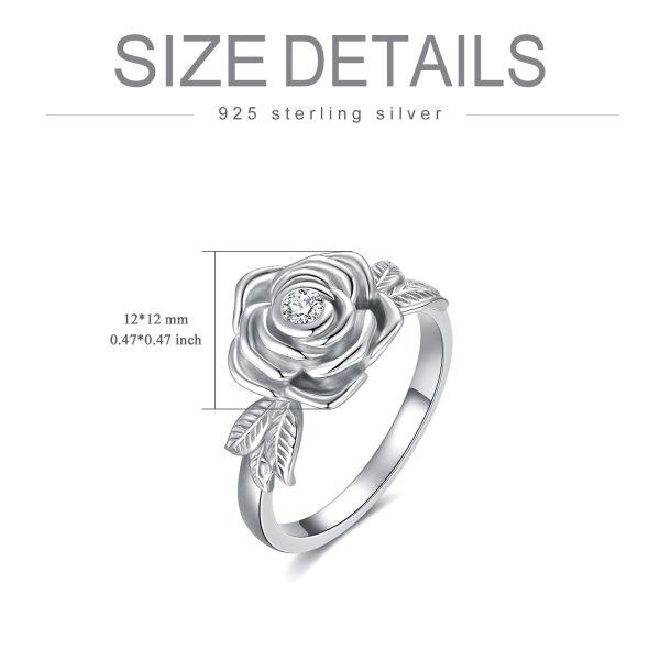 Sterling Silver Rose Flower Cremation Urn Ring-4