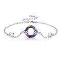 wholesale 925 Sterling Silver Rainbow Crystal Heart Charm Bracelet for Women-0-0