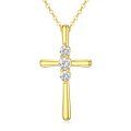 wholesale 925 Sterling Silver Gold-Plated Diamond Cross Pendant Necklace for Women-0-0