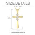 wholesale 925 Sterling Silver Gold-Plated Diamond Cross Pendant Necklace for Women-0-3