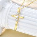 wholesale 925 Sterling Silver Gold-Plated Diamond Cross Pendant Necklace for Women-0-4