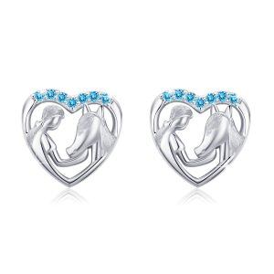 Sterling Silver Horse Girl Earrings-0