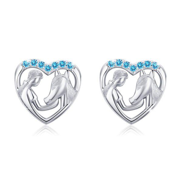 Sterling Silver Horse Girl Earrings-0