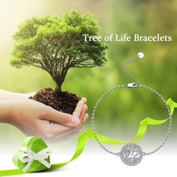 925 Sterling Silver tree of life Bracelet Jewelry -5