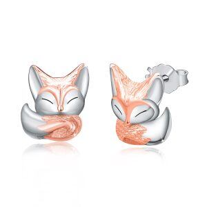 Sterling Silver Fox Earrings-0