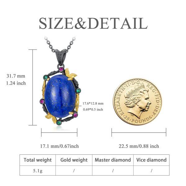 925 Sterling Silver Oval Lapis Lazuli Necklace -1