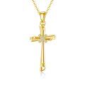 wholesale 14K Gold Diamond Cross Pendant Necklace for Women-0-0