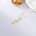 wholesale 14K Gold Diamond Cross Pendant Necklace for Women-0-5