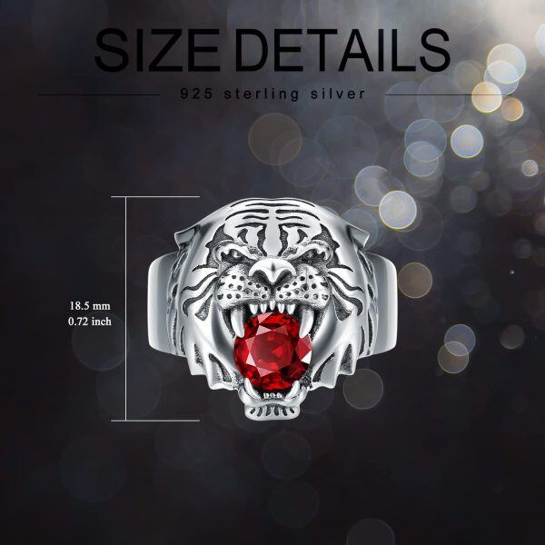 Sterling Silver Tiger Head Ring -4