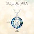 wholesale 925 Sterling Silver Blue Crystal Heart M Mom Pendant Necklace for Women-0-2