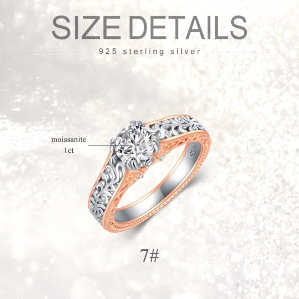 Sterling Silver Moissanite Engagement Ring -2