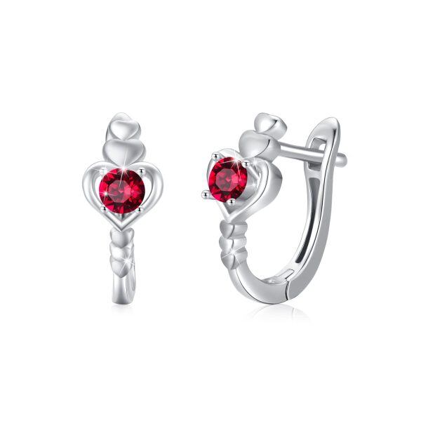 Sterling Silver Heart Earrings-0