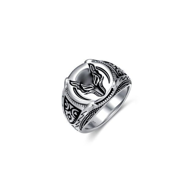 Sterling Silver Wolf Ring -0