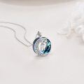 wholesale  Sterling Silver Blue Crystal Moon Star Initial Pendant Necklace Gift -0-3