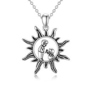 925 Sterling Silver Father Daughter Necklace-0