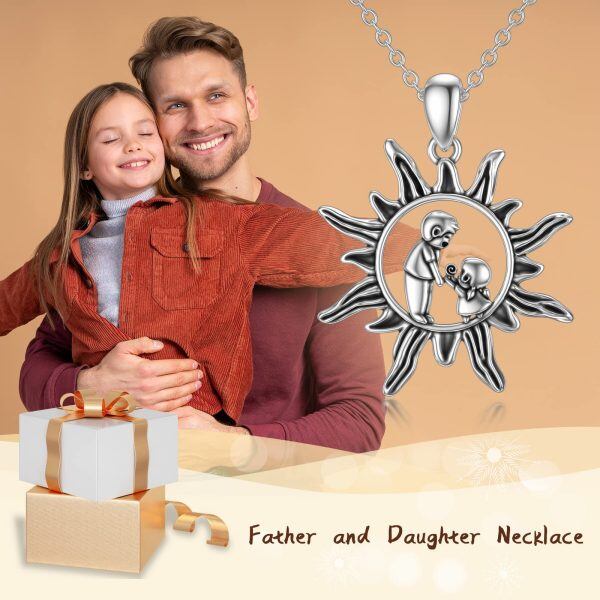 925 Sterling Silver Father Daughter Necklace-5