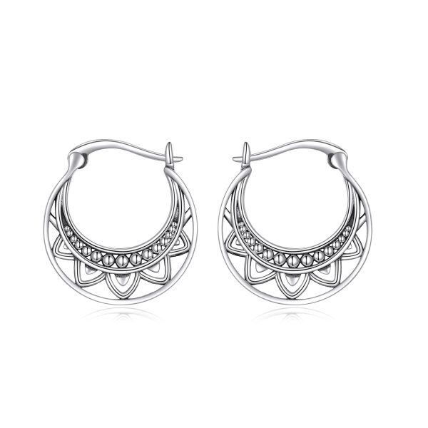 925 Sterling Silver Crescent Moon Hoop Earrings-0