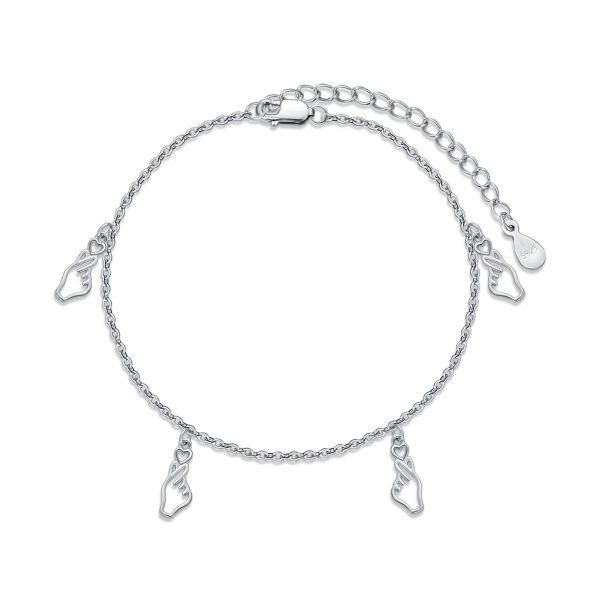 925 Sterling Silver Adjustable Love Heart Bracelet-0