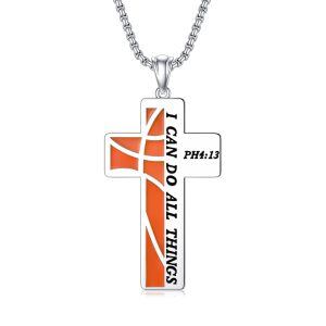 925 Sterling Silver Sport Cross Necklace-0