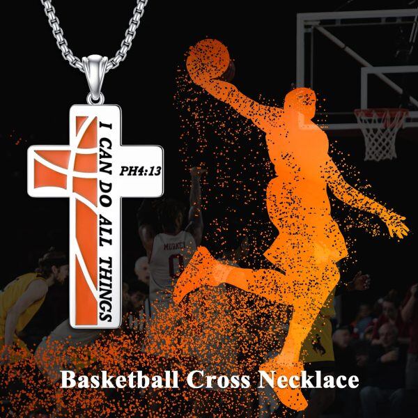 925 Sterling Silver Sport Cross Necklace-1