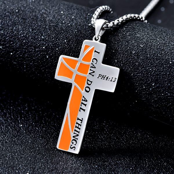 925 Sterling Silver Sport Cross Necklace-3