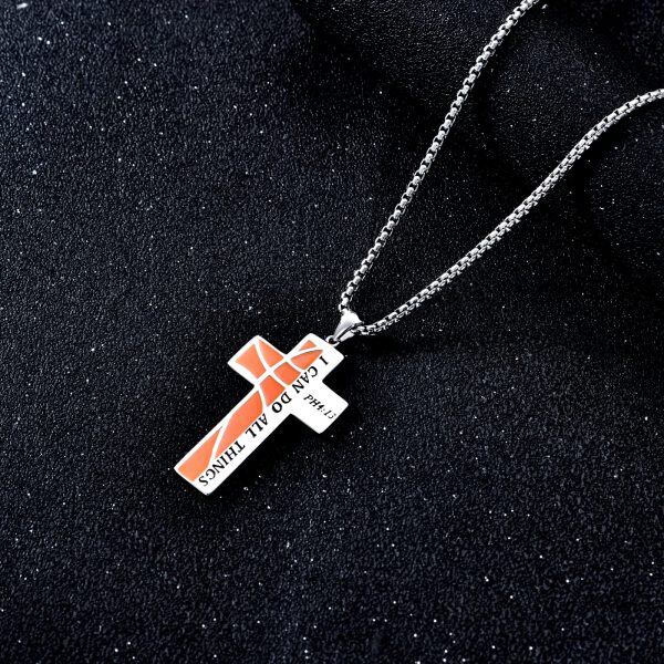 925 Sterling Silver Sport Cross Necklace-4