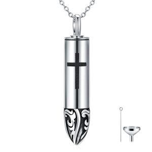 925 Sterling Silver Bullet Pet Urn Memorial Necklace-0