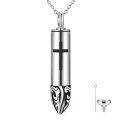 wholesale 925 Sterling Silver Bullet-Shaped Cross Pendant Cremation Urn Keepsake Necklace with Funnel and Fill Tool for Dogs Cats Ashes Memorials-0-0