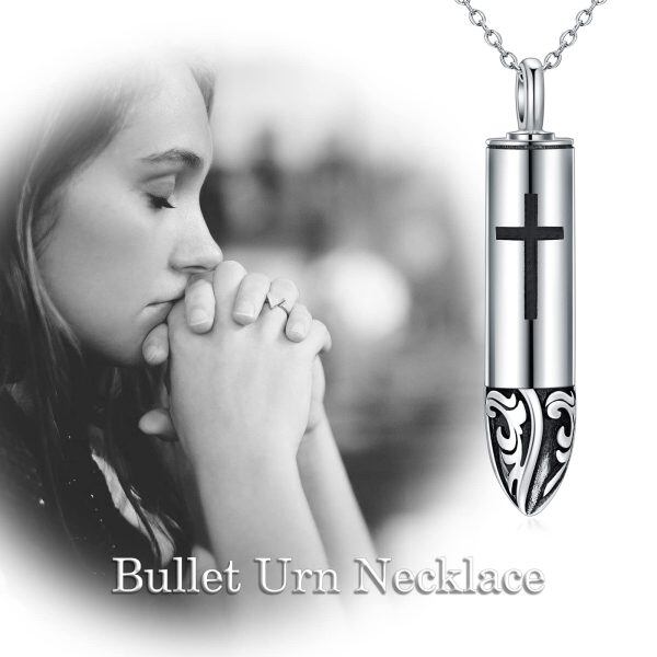 925 Sterling Silver Bullet Pet Urn Memorial Necklace-5