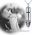 wholesale 925 Sterling Silver Bullet-Shaped Cross Pendant Cremation Urn Keepsake Necklace with Funnel and Fill Tool for Dogs Cats Ashes Memorials-0-5