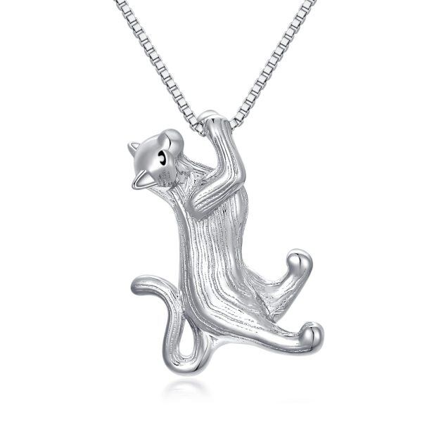 Sterling Silver Cat Necklace -0