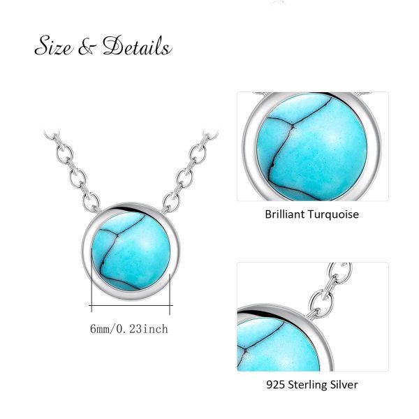 Sterling Silver Round Turquoise Necklace-1