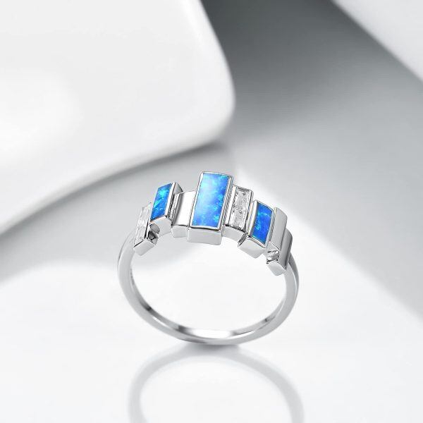 Sterling Silver Blue Fire Opal Ring -4