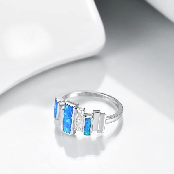 Sterling Silver Blue Fire Opal Ring -5