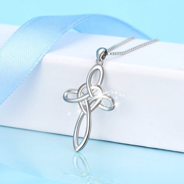 Sterling Silver Celtic Knot Cross Necklace-3