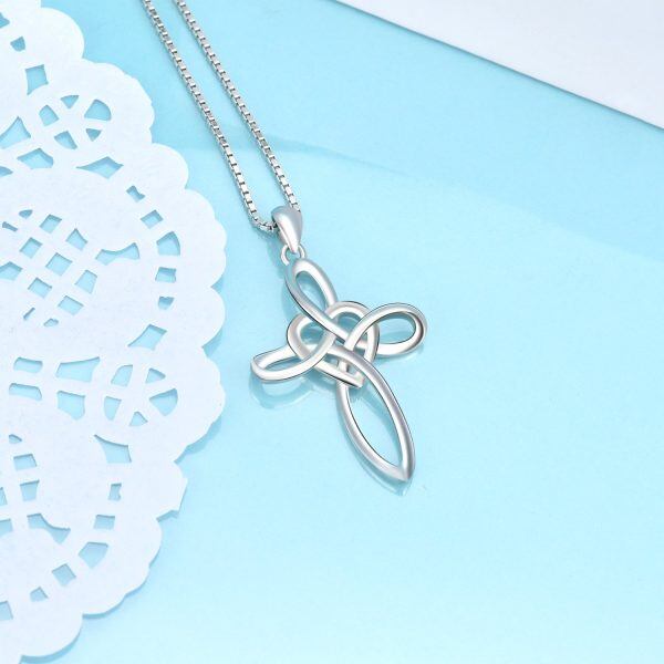 Sterling Silver Celtic Knot Cross Necklace-4