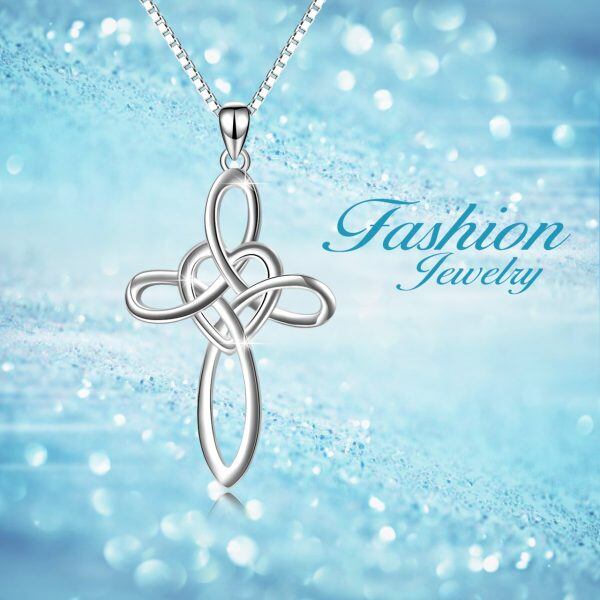 Sterling Silver Celtic Knot Cross Necklace-5