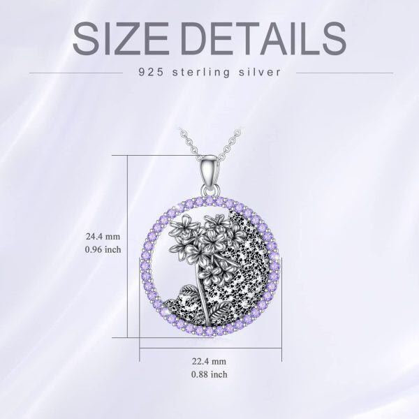 925 Sterling Silver Flower Pendant Necklace-1