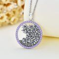 wholesale 925 Sterling Silver Purple Crystal Floral Pendant Necklace for Women Anniversary Gift-0-2