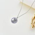 wholesale 925 Sterling Silver Purple Crystal Floral Pendant Necklace for Women Anniversary Gift-0-3
