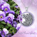wholesale 925 Sterling Silver Purple Crystal Floral Pendant Necklace for Women Anniversary Gift-0-5